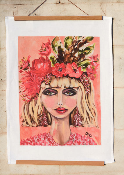 Bohemian Bloom Tea Towel by Australian artist Em Menzies