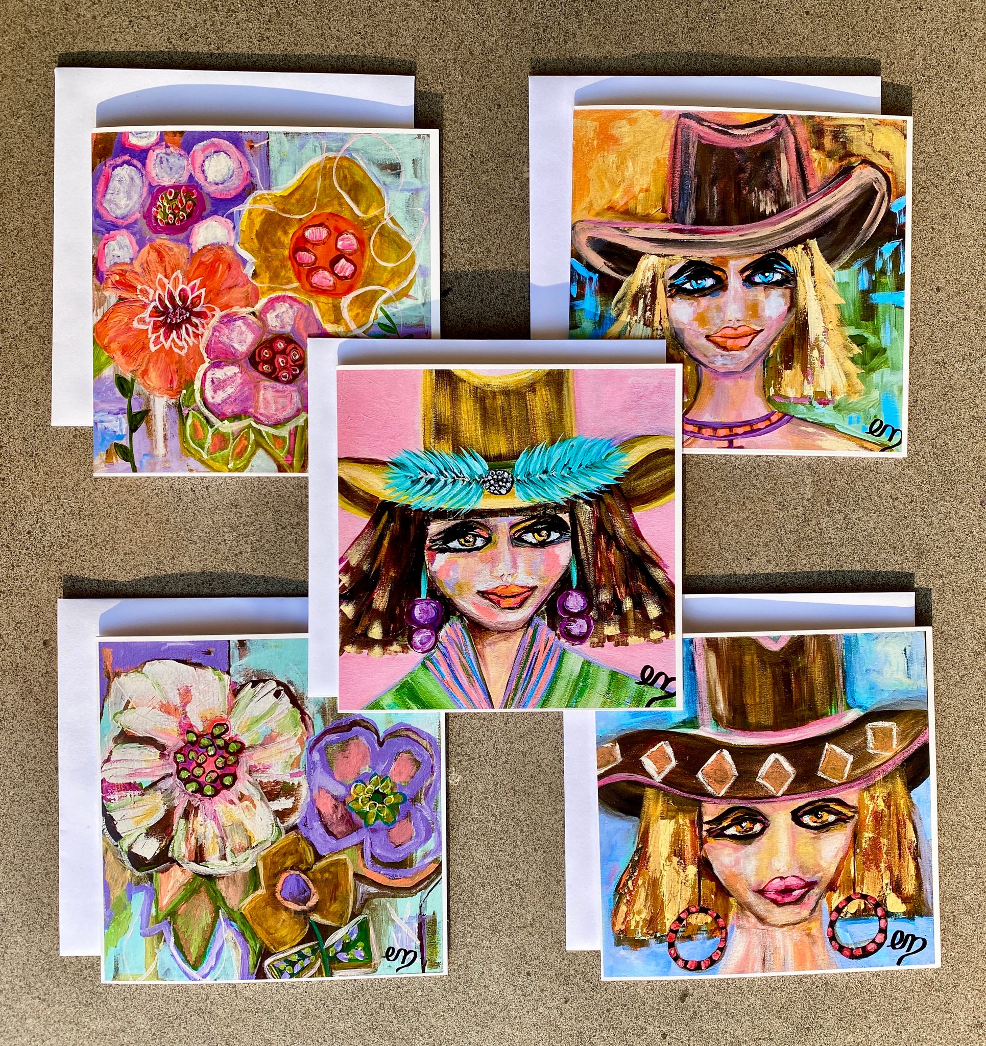 Greeting cards by Em Menzies - A mixed Bunch