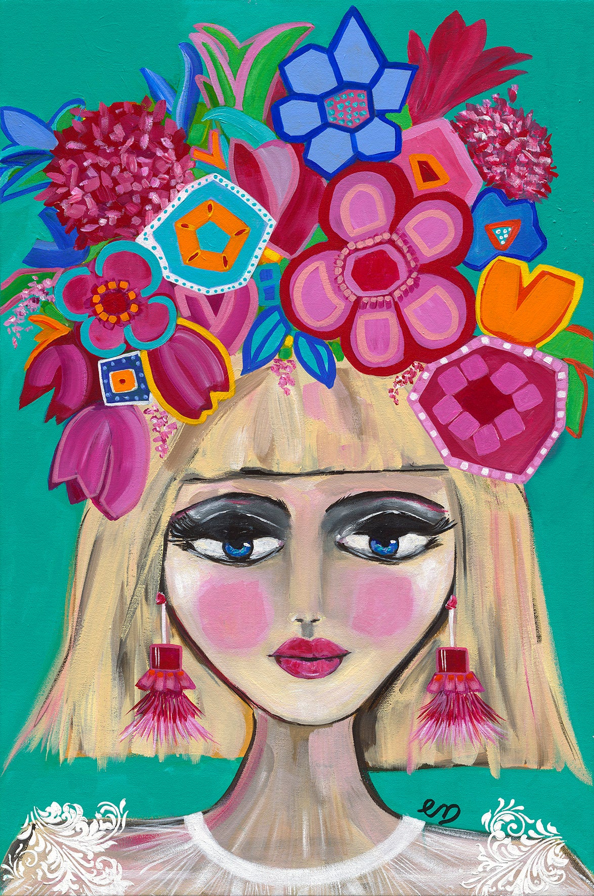 Miss Mojito is a modern painting ideal  for birthday gist. Artwork by Em Menzies Buy From The Bush