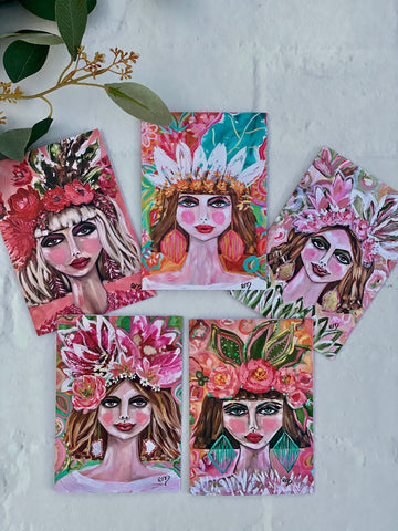 Summer Girls - Greeting cards in pack by Rural artist Em Menzies